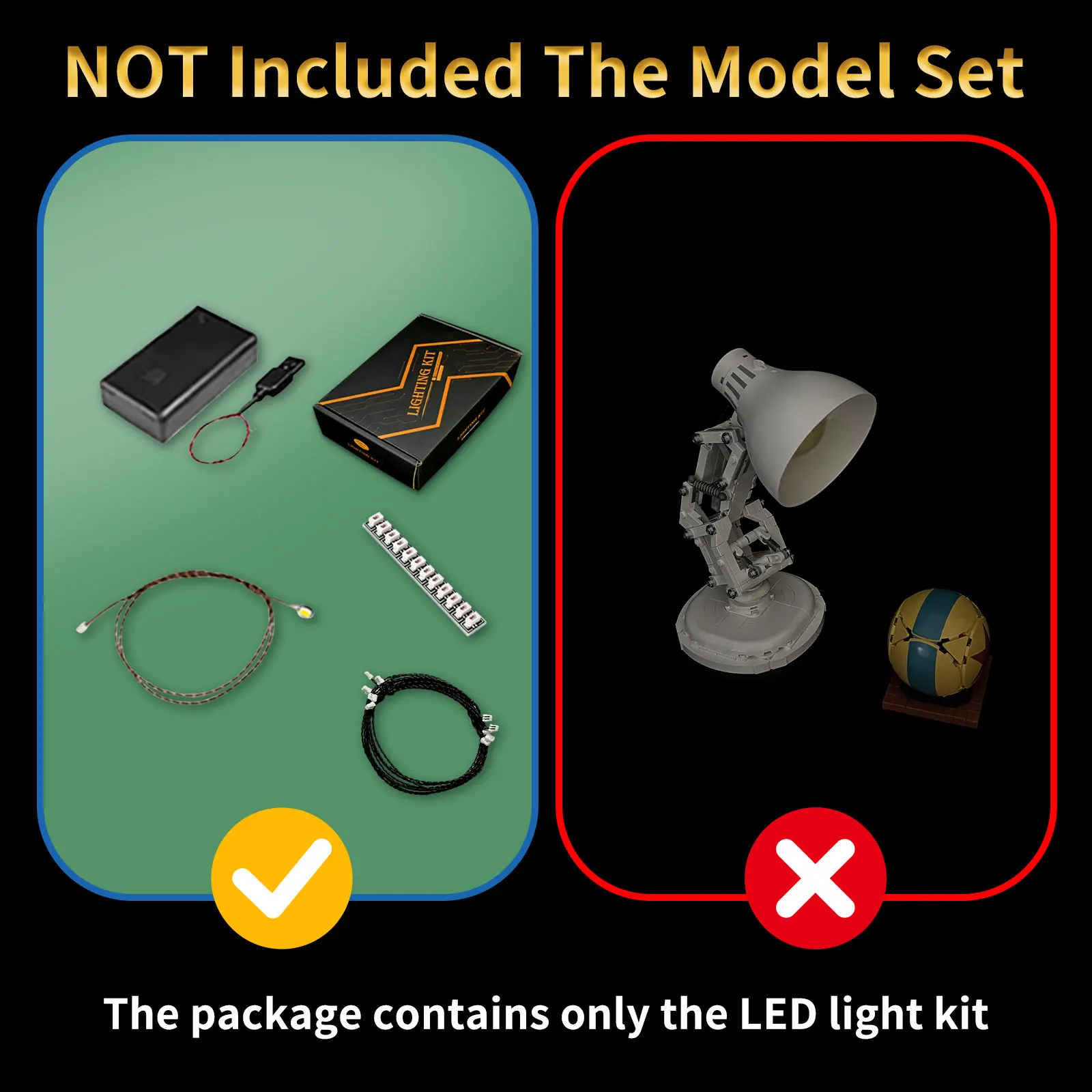 LYBMTWF LED Light Set 21357 Suitable for Luxo Jr. Building Blocks Bricks DIY Lamp Toys（Not Include Model）