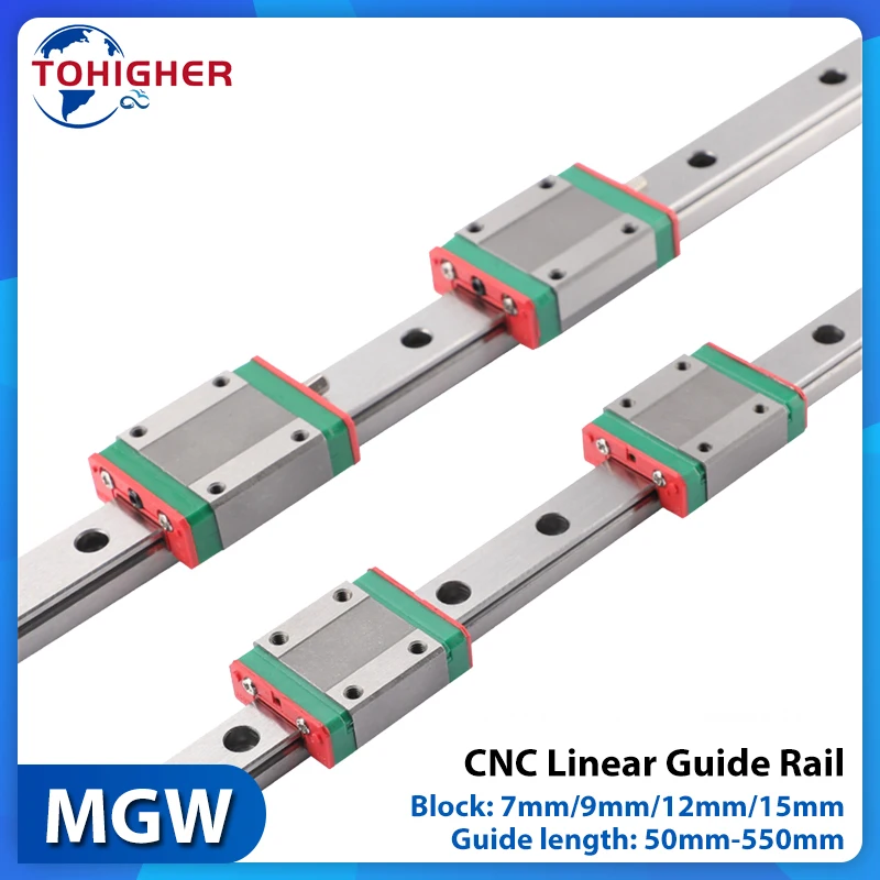 

MGW Mini Slide Rail Linear Guide Rail MGW7C/MGW9C/MGW12C/MGW15C 1 Rail+2 Blocks Replace HIWIN for 3D Printer Part CNC