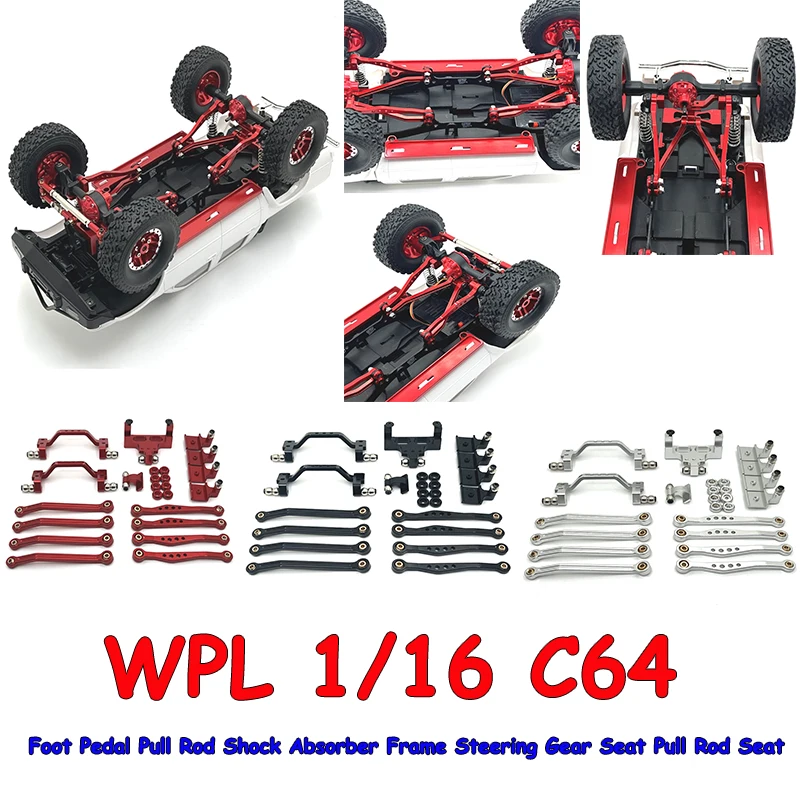 WPL 1/16 C64 RC Remote Control Car Parts Upgrade Foot Pedal Pull Rod Shock Absorber Frame Steering Gear Seat Pull Rod Seat