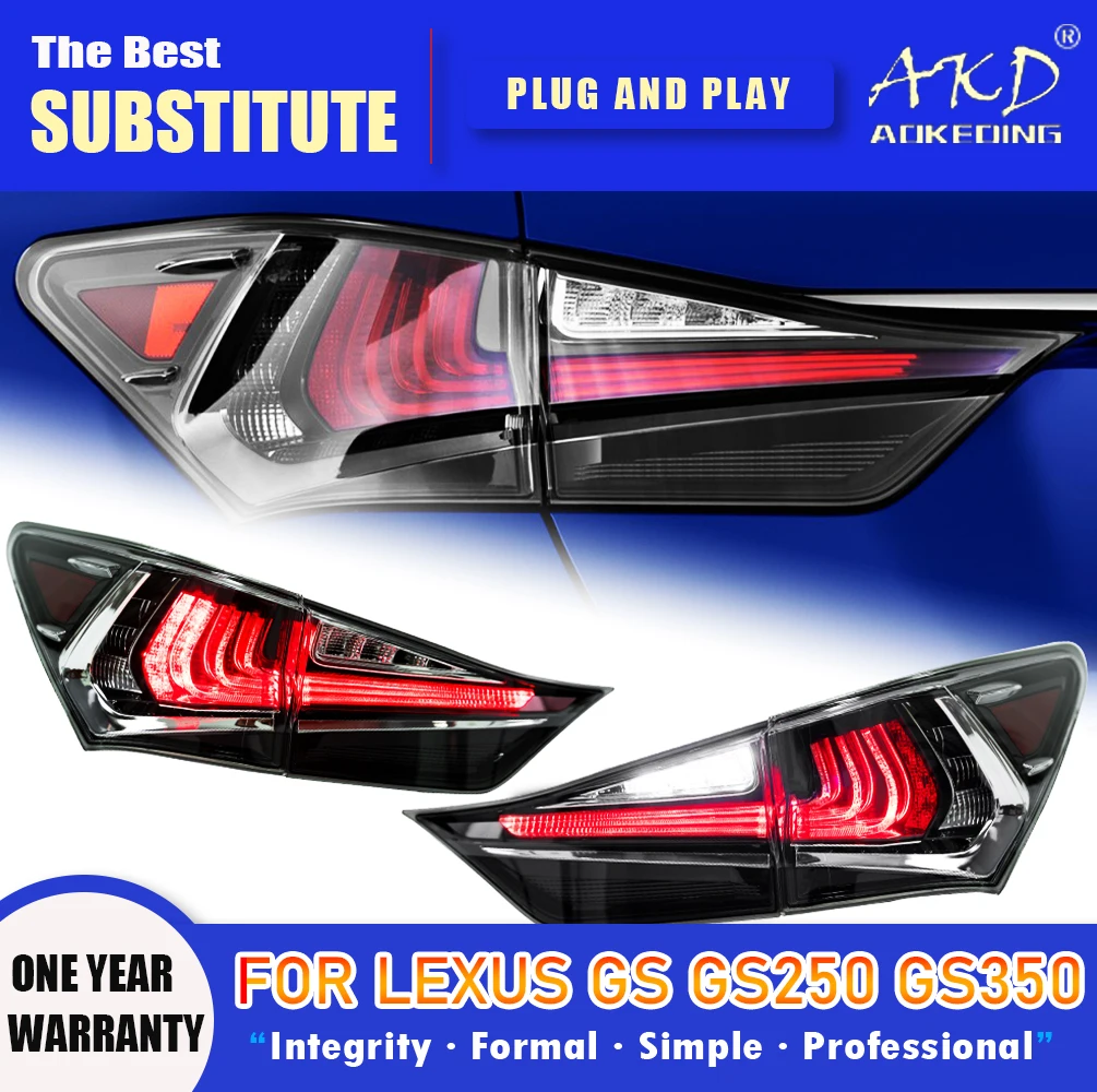 AKD Tail Lamp for Lexus GS GS250 GS350 LED Tail Light 2013-2020 GS200 GS300 GS Rear Fog Brake Turn Signal Automotive Accessories