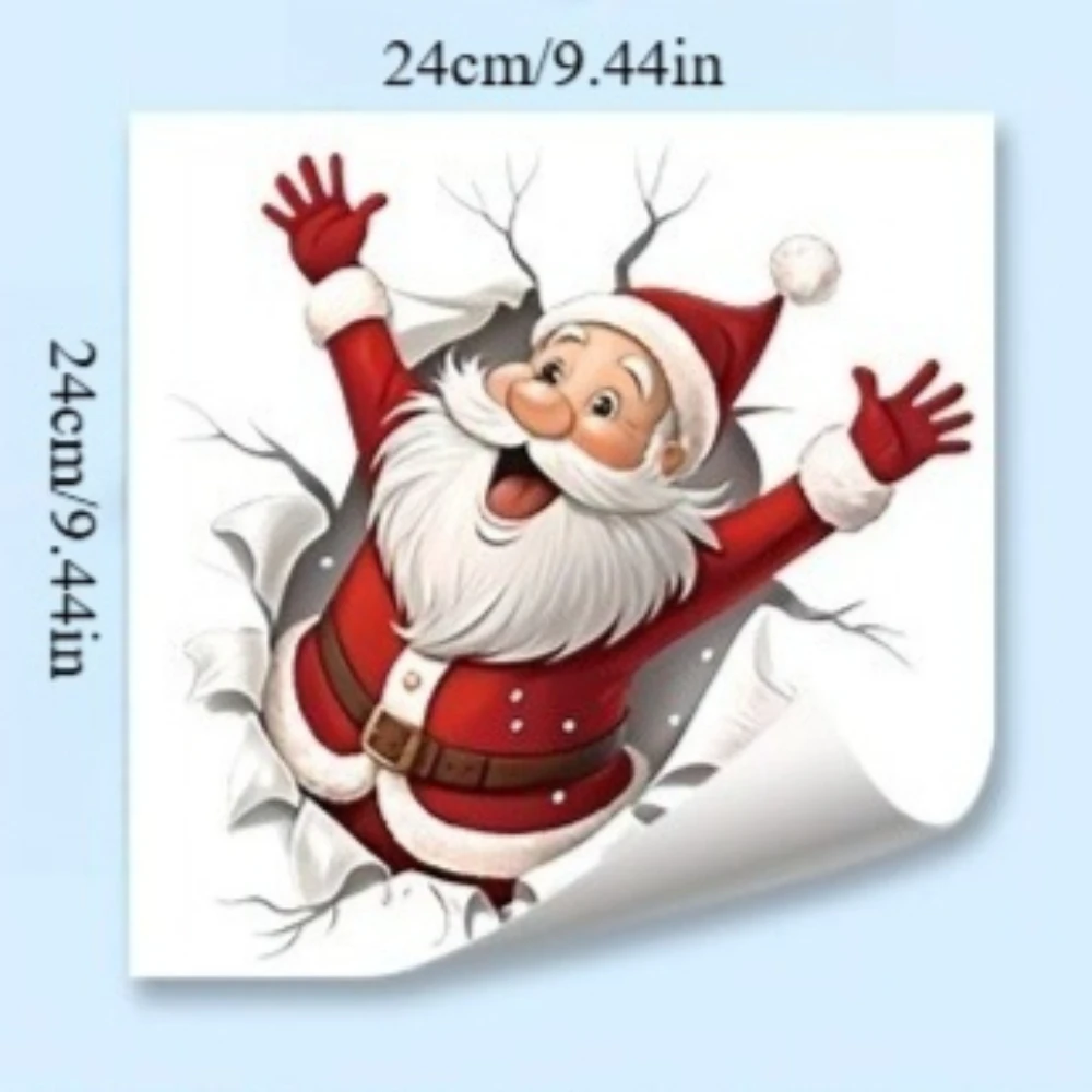 1pc Christmas Santa Claus Wall-breaking Toilet Sticker Waterproof Self-adhesive for Wall Window Glass Refrigerator Home Decor