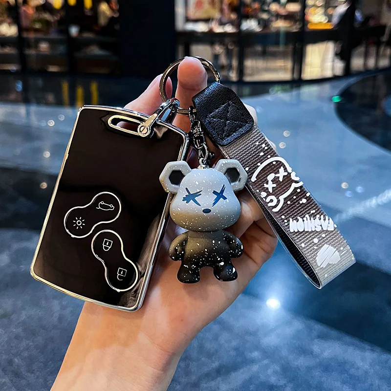 

TPU Car Key Case Cover Shell fob For Renault Megane 2 3 Clio Scenic Duster Captur Kaptur Laguna Zoe Logan Fluence Zoe Keychain