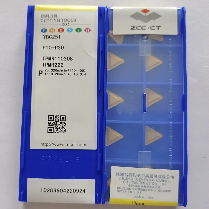 TPMR090208 YBC251/TPMR110304 YBC251/TPMR110308 YBC251 TPMR221 TPMR222 TPMR090208 ZCC. Inserções do carboneto do CNC do CT para o aço 10 pcs/box