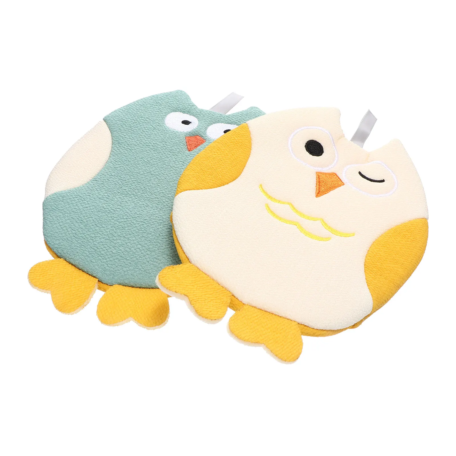 

2pcs Cartoon Mitts Premium Cotton Exfoliating Towels For Lightweight Shower Bath Mitts Cute Animal Design Absorbent