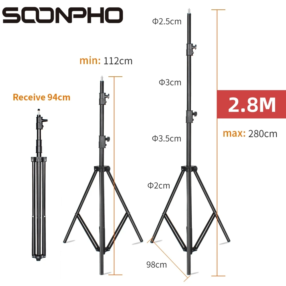 Godox 280cm 2.8m Tripods Heavy Duty Light Stand for Fresnel Tungsten Light TV Station Studio Photo Studio Photography Tripods