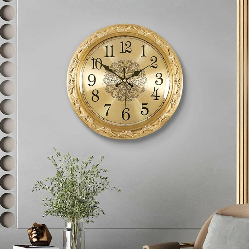 Design Luxury Wall Clock Silent Vintage Nordic Round Wall Clock Golden Fashion Salon Casa Home Decorating Items