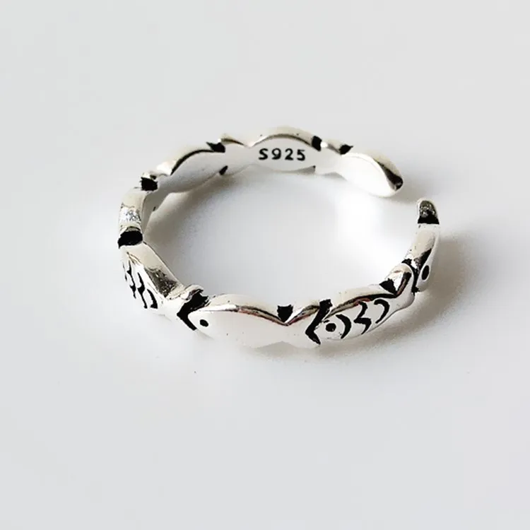 Women's 925 Sterling Silver Fish Adjustable Ring, Engagement
