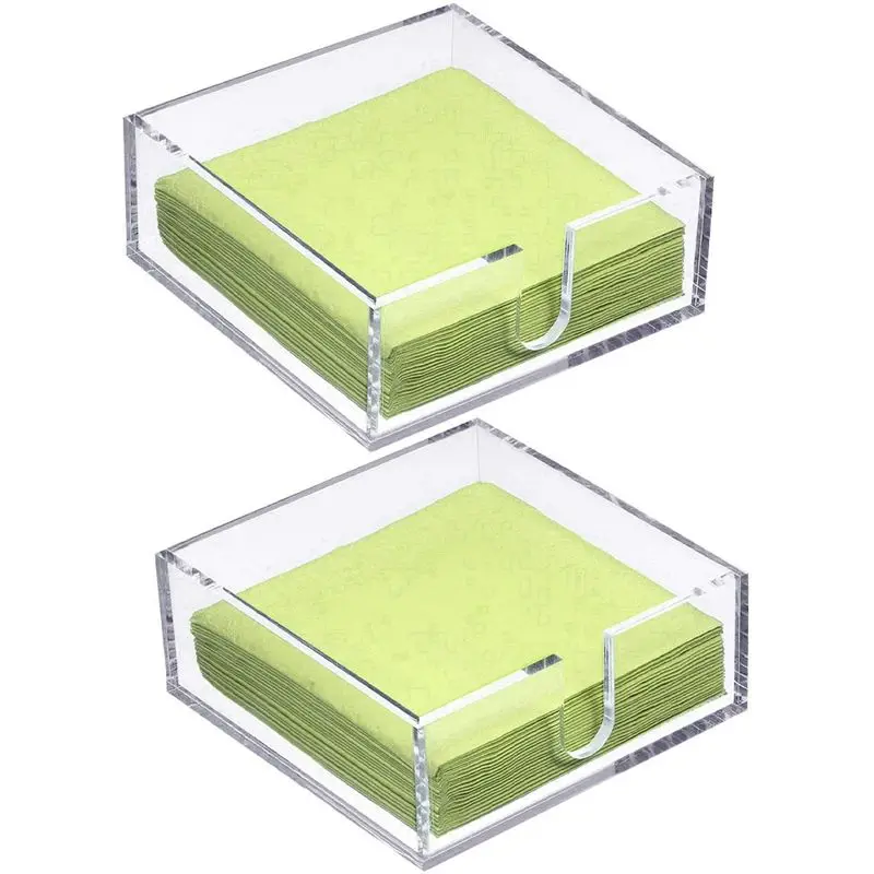 ABJS Acrylic Napkin Holder for Table, Clear Beverage Napkin Holder Square for Dinner, Kitchen, Bathroom, Restaurant, Bar