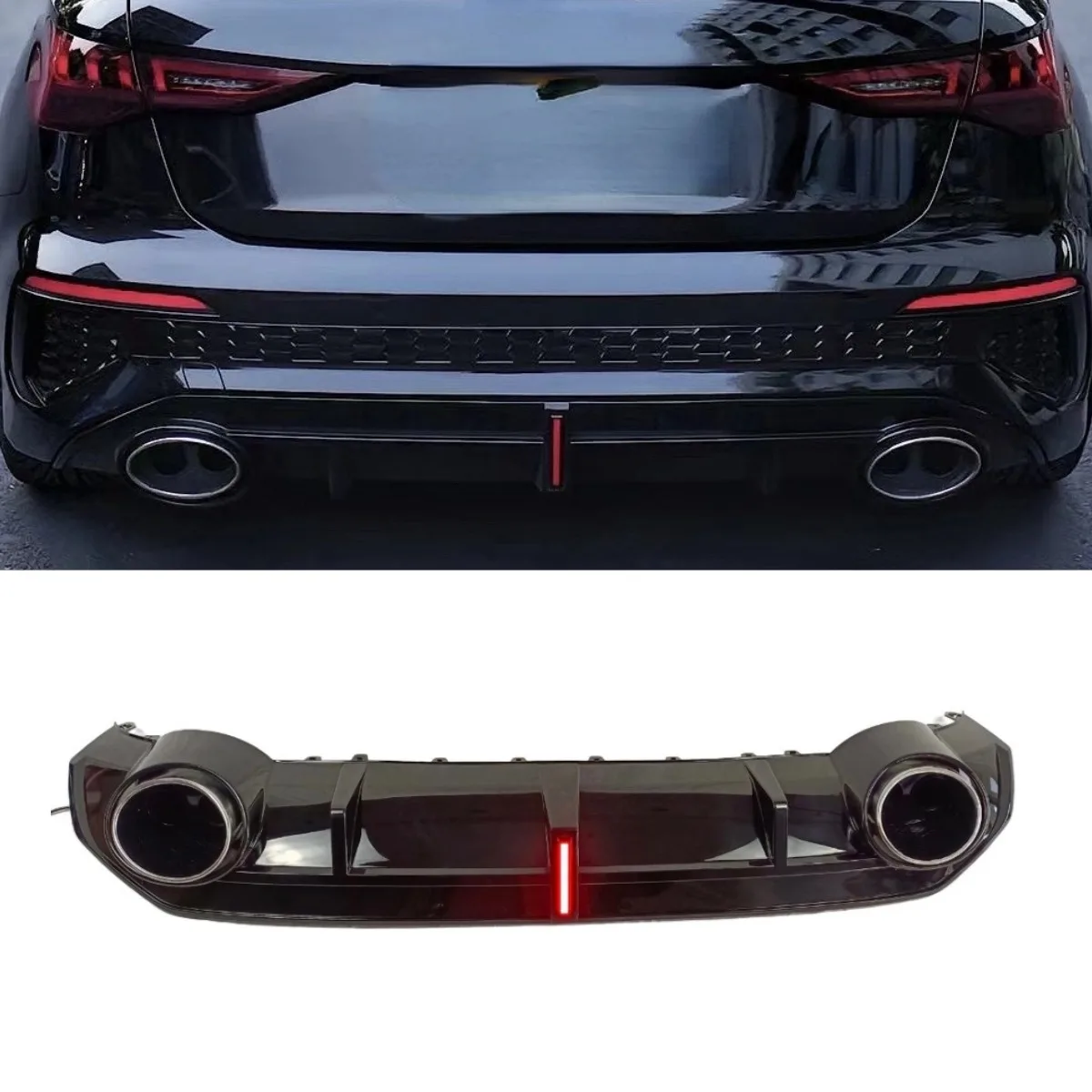 For Audi A3 S3 2021-2024 Car Rear Bumper Spoiler Lip Diffuser Modification Part Bumper Guard Protector Cover Car Accessories