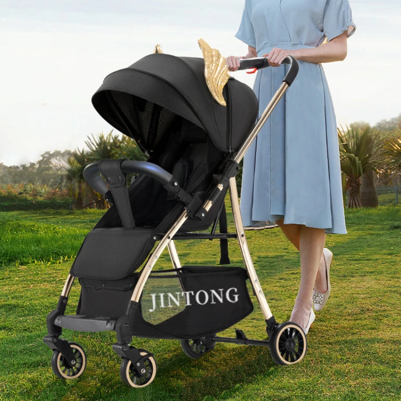 

One-touch Foldable Baby Stroller Baby Two-way Stroller Children's Stroller Baby Carriage Deluxe High Landscape Stroller