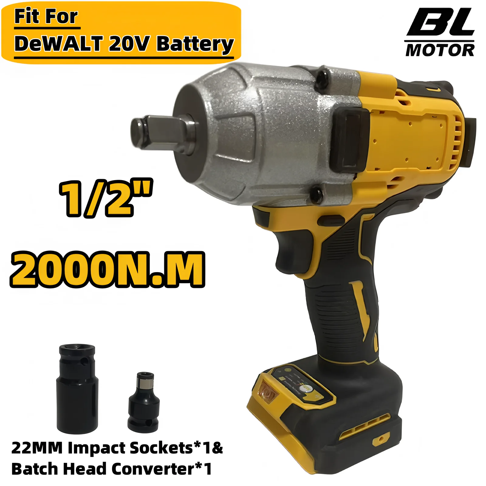 2000N.M Brushless Impact Wrench High Torque 1/2