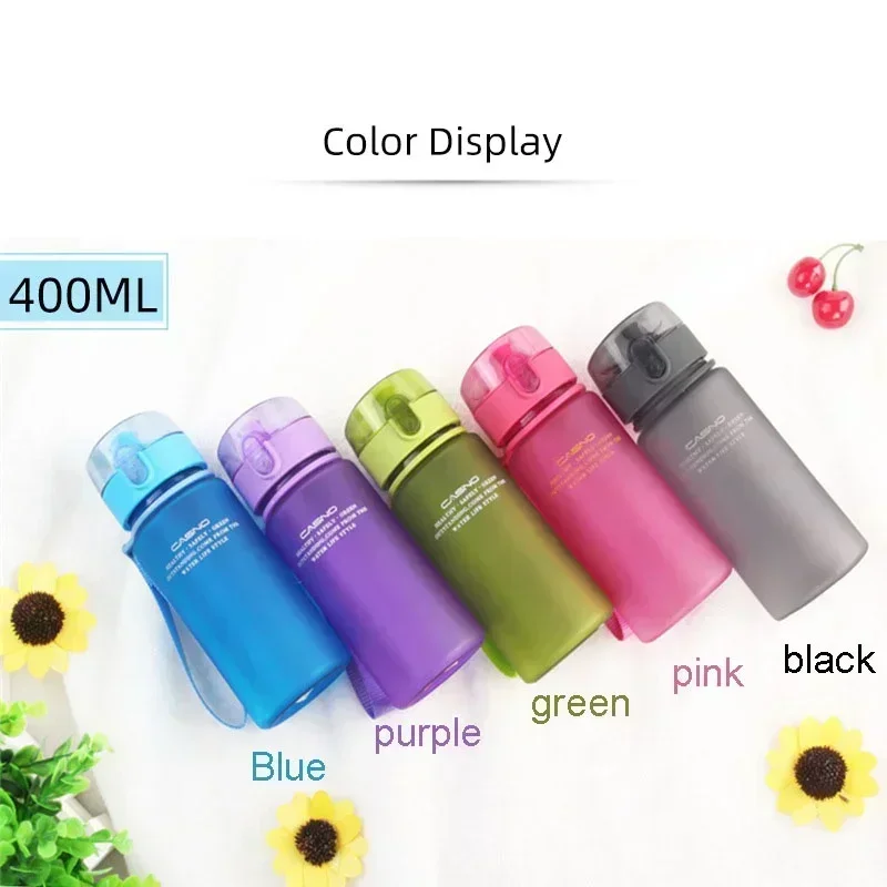 Summer Frosted Sports Water Cup Portable Drop-Proof Durable Student Kettle with Rope Creative Lid Simple Cup  Activities