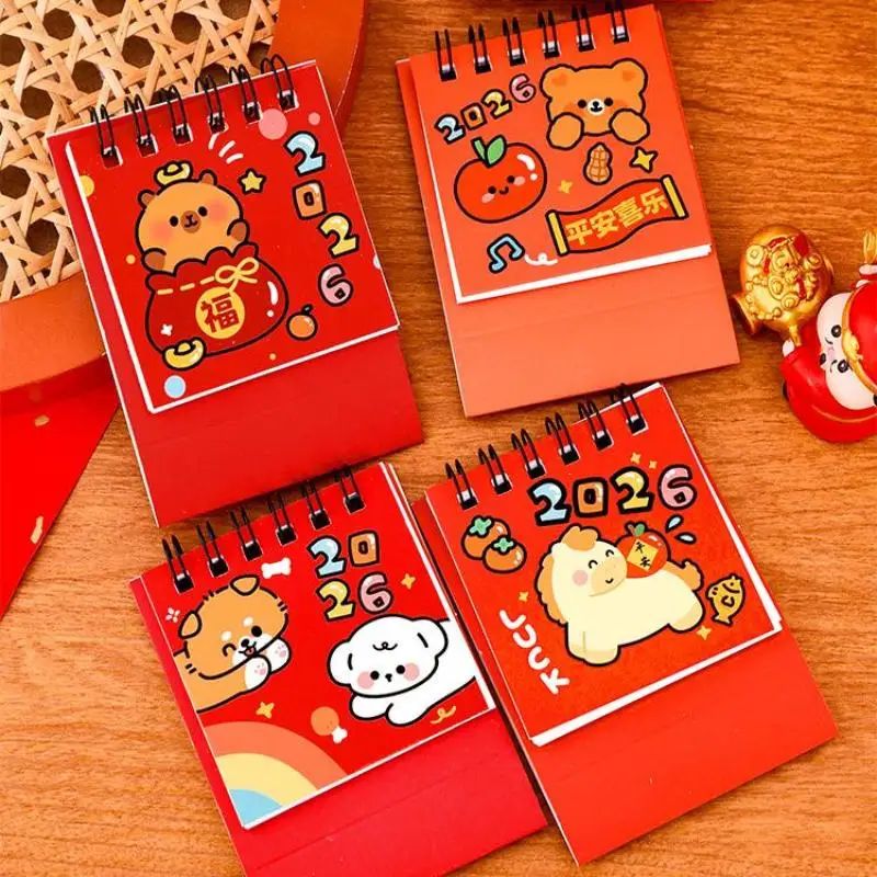 1Pc Nuovo Anno Mini Calendario da tavolo Cartoon Calendario di moda carino Calendario tascabile portatile Programma Decorazione del desktop Regali per studenti