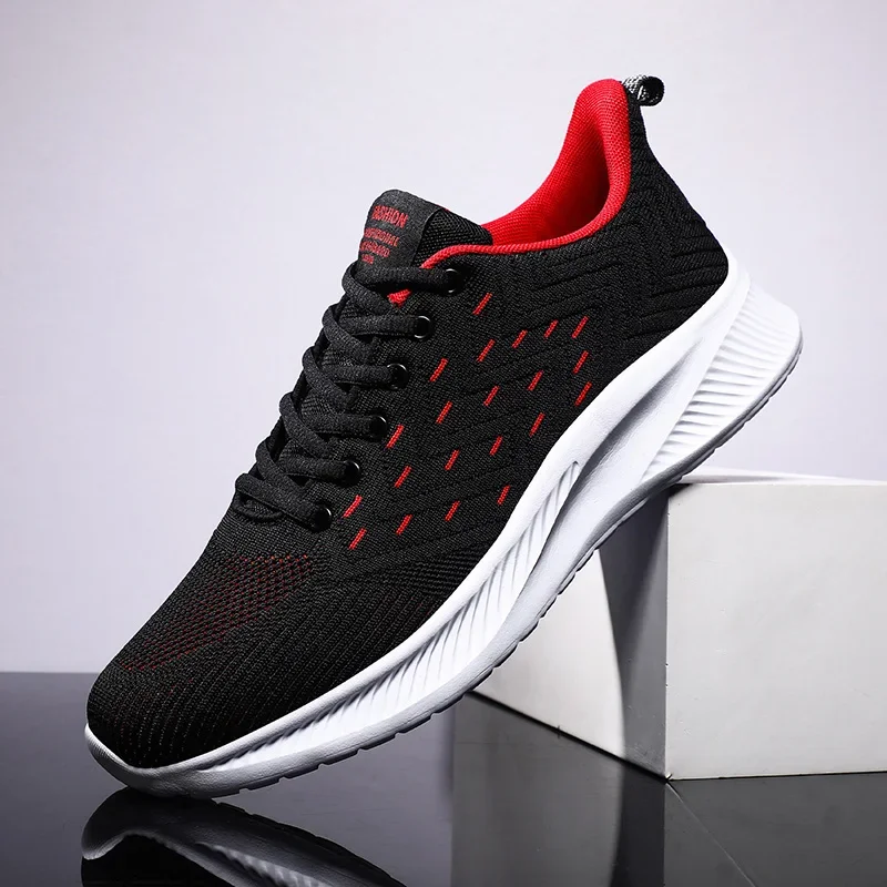 Zapatos informales de moda para hombre, zapatillas ligeras transpirables para caminar al aire libre, zapatos planos con cordones, zapatos de talla grande