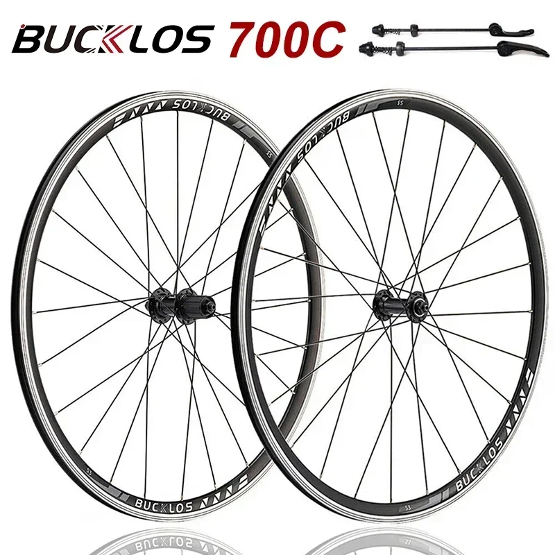 

BUCKLOS 700C Road Bike Wheelset V Brake Bicycle Wheel Set 9*100mm 10*130mm Quick Release Wheels 20 24 Holes Wheel Rims HG