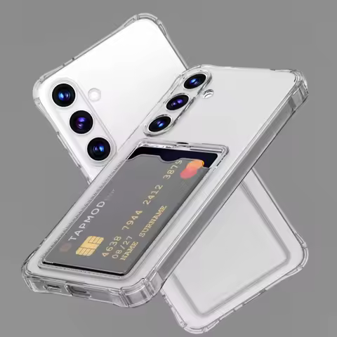 Transparent Card Slot Silicone Case For Samsung Galaxy S25 S23 S24 S21 Note 20 Ultra S20 S24 FE S24+ S23+ S21+ Protection Cover