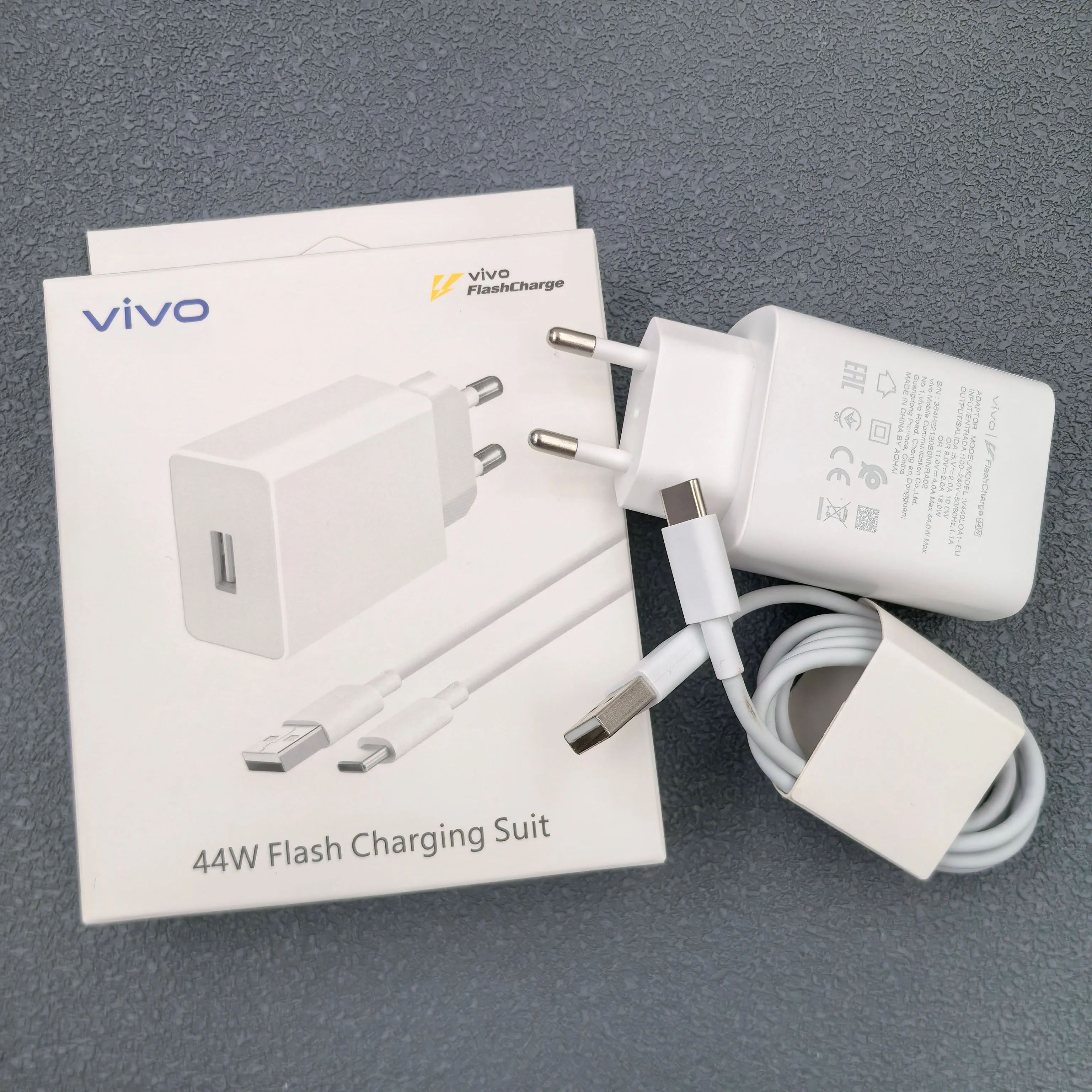 Original Vivo 44W Fast Charger Suit EU FlashCharge 2.0 Adapter Type C Cable For Y77 V25 X70 X60 S12 S10 Pro IQOO Neo 5 3 Z6 Z5 X