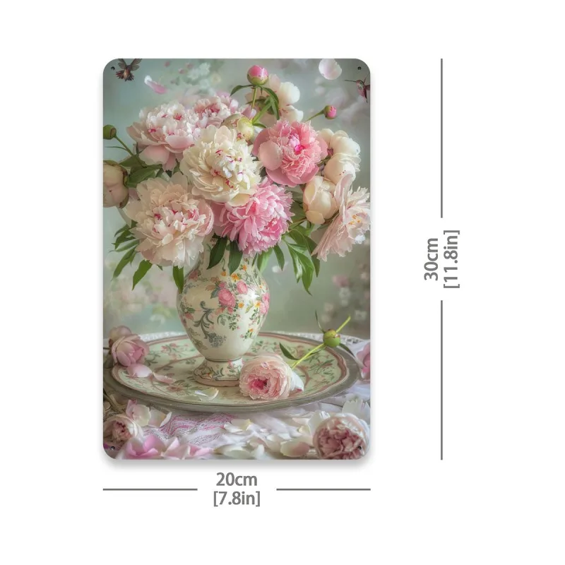 Country Style Vase Metal Tin Brand 8x12 Inches Durable Iron Material Suitable for Home Office Decoration Indoor Outdoor Wall Art