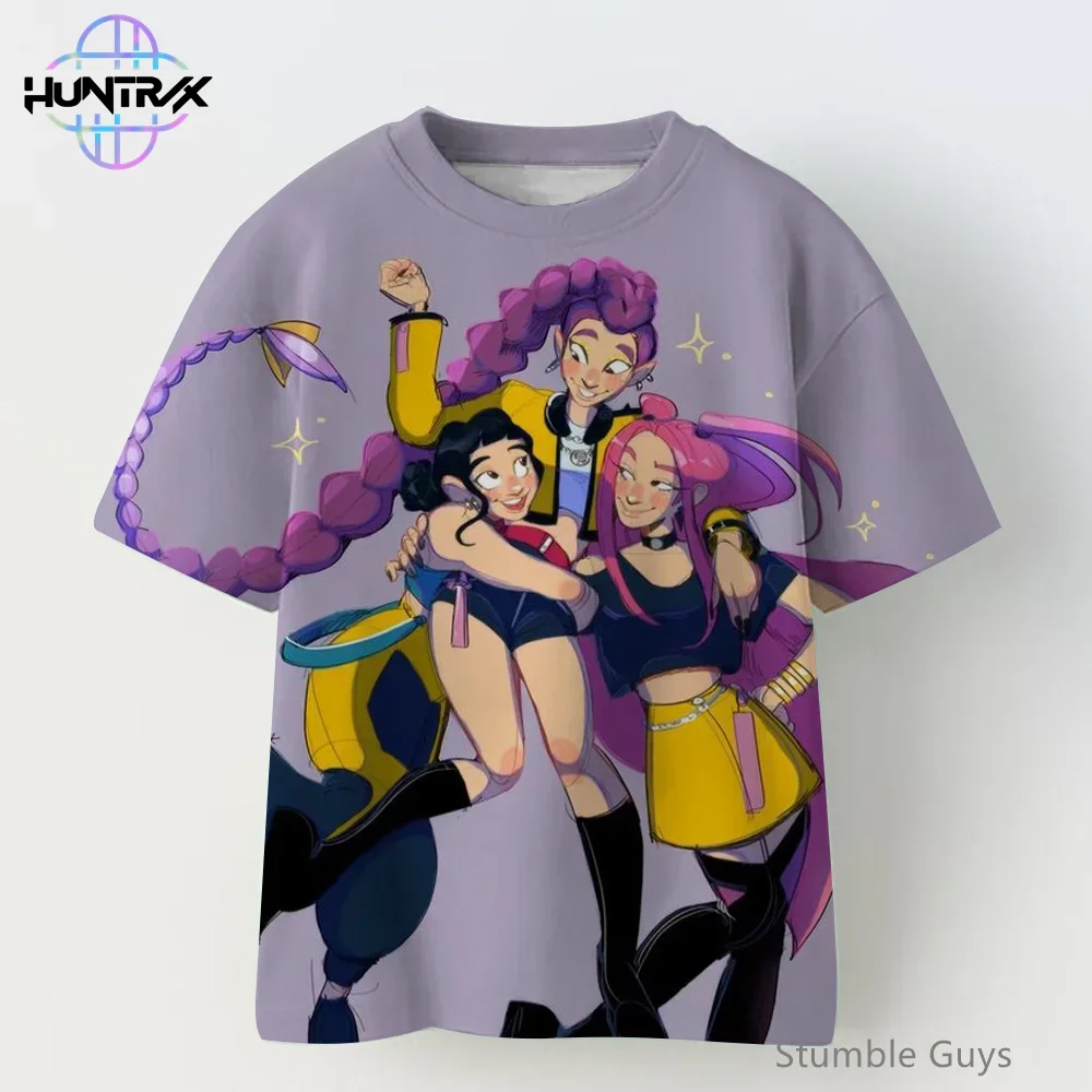 

Boys Girls T-Shirt Kids Kpop Demon Hunters Summer 3D Cartton Short Sleeve Casual Fashion Anime Clothes