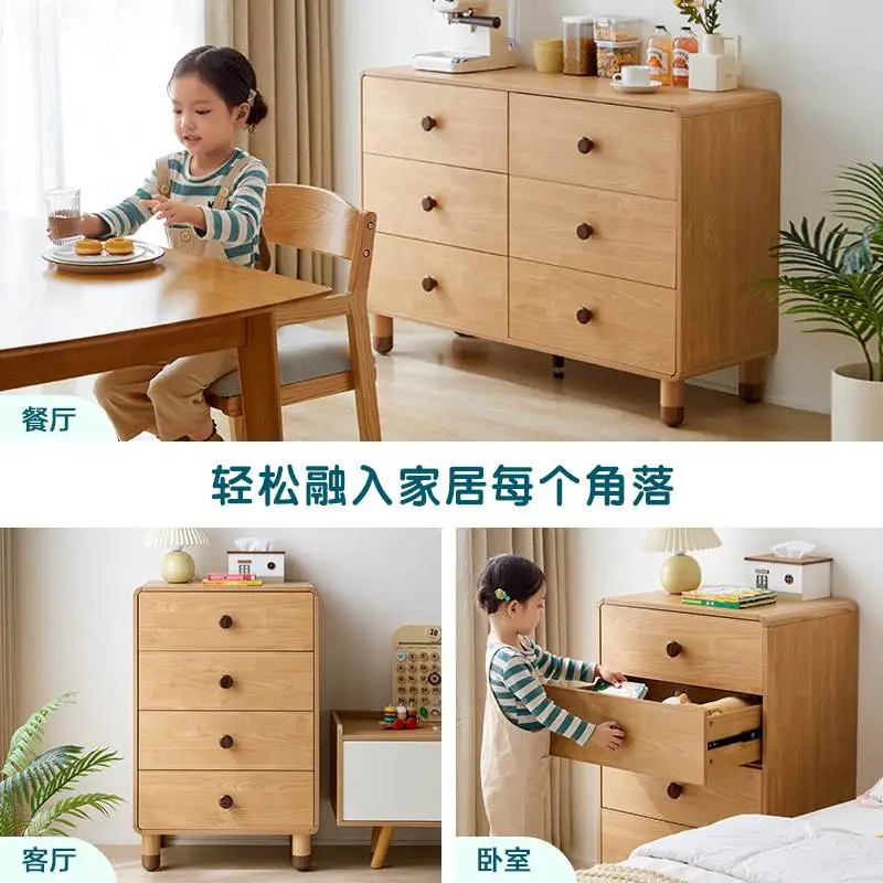 Children's storage cabinet solid wood against the wall wooden drawer type