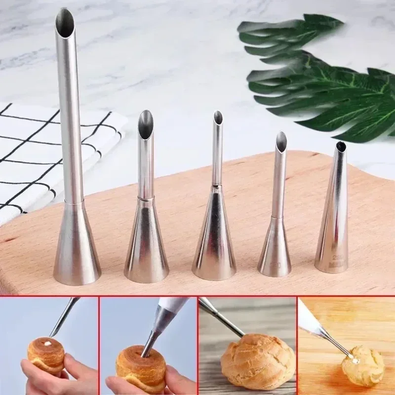 Cream Nozzles Pastry Syringe 1PC Stainless Steel Icing Piping Nozzles Tip Cupcake Puffs Injection Puff For Pastry Chef Tool