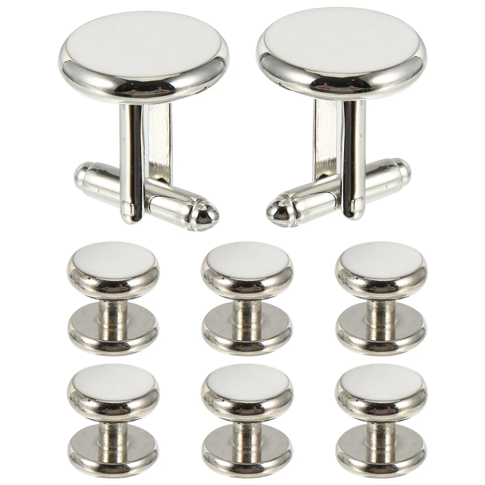 8pcs Drip Oil Cuff Links Set Round Shape Copper Cufflinks Rust Resistant Classic Male Shirt Studs French Style Wedding