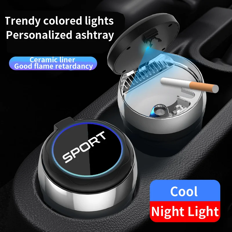 

Car ashtray deodorant smoke-free box LED light portable interior accessories suitable for car turbo sport