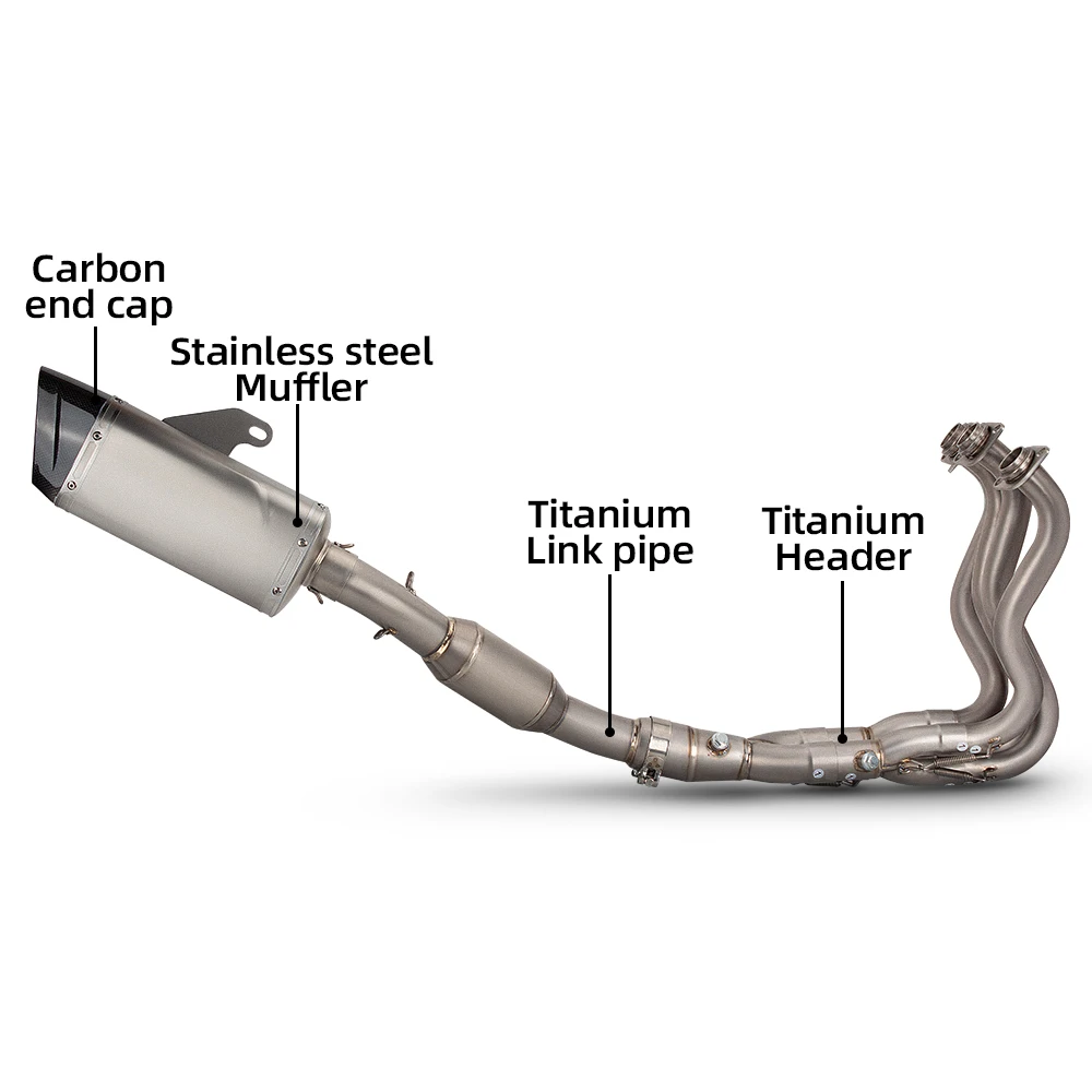 Full System Exhaust Modify for  ZX6R ZX-6R 2009-2024 Motorcycle Escape Titanium Alloy Front Mid Pipe M12 Carbon Muffler