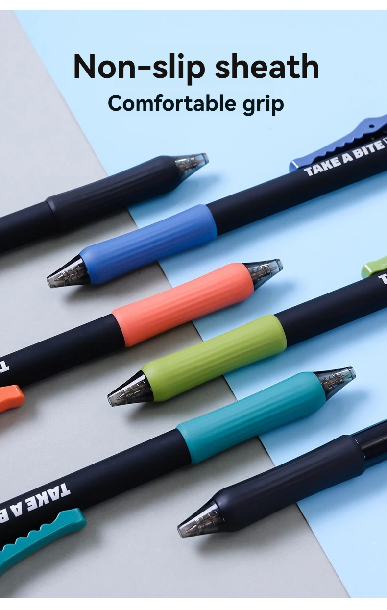 4PC Gel Stift Krokodil Klemme Neutral Stift 0,5mm Schwarz Geschwindigkeit Trocknen Prüfung Schreiben Glatte Wasser Stift Große kapazität Unterschrift Stift – Detail 4