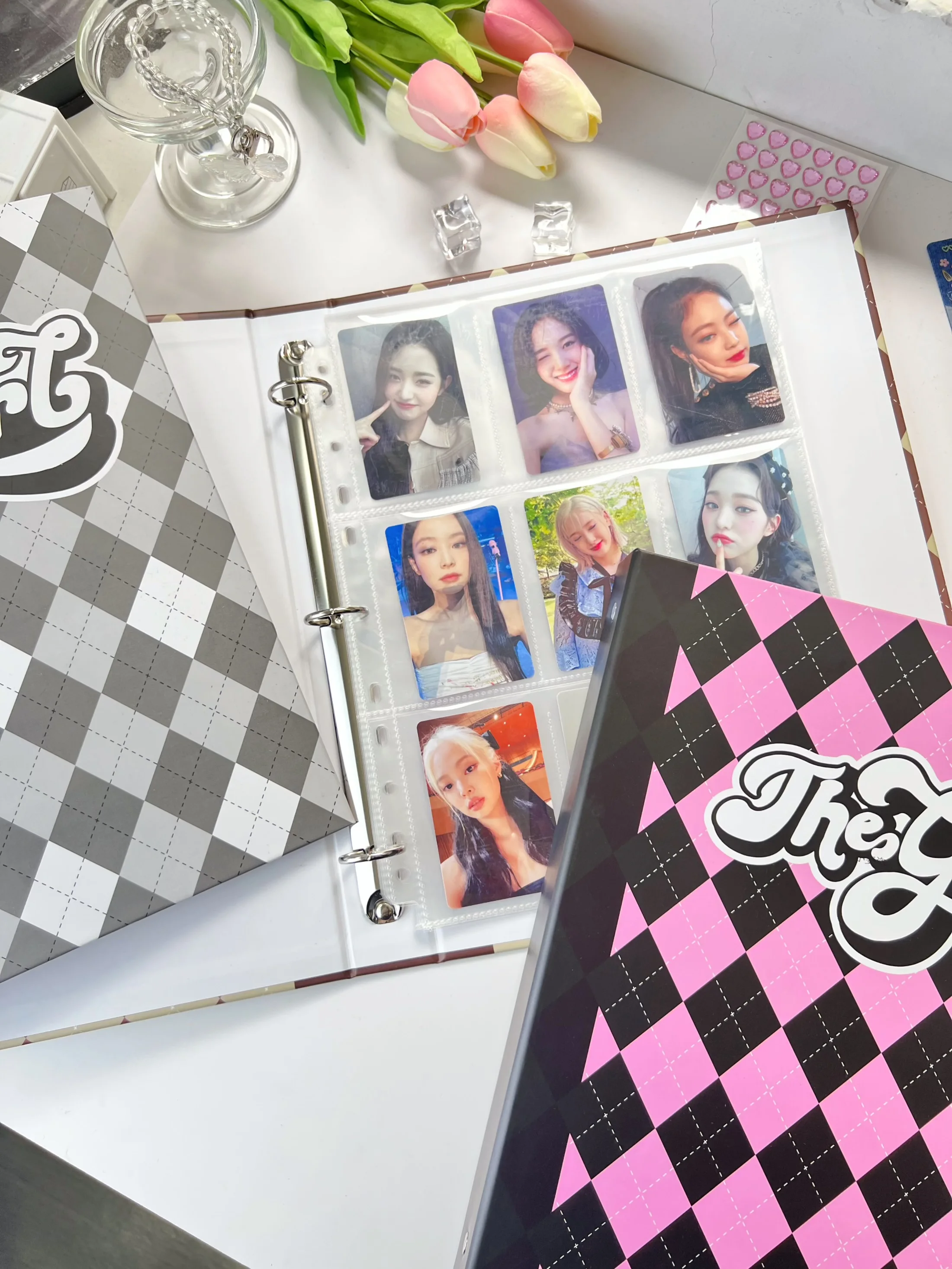 A4 Vintage Americana Card Album Diamond Quilted 9-Grid Photo Binder for Idol Photocards & K-pop Collectibles Scrapbook Organizer