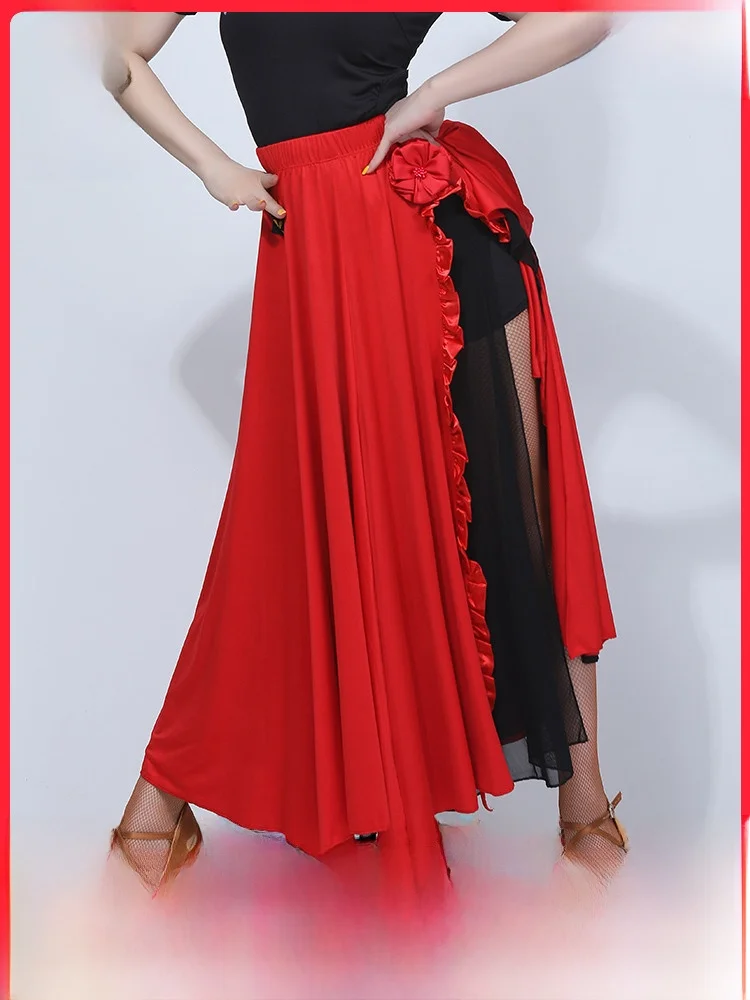 تنورة الرقص اللاتينية الثنائية الممارسة المهنية أورم الرقص f تنورة الكبار المرأة خريف جديد أداء الرقص مصارعة الثيران C...