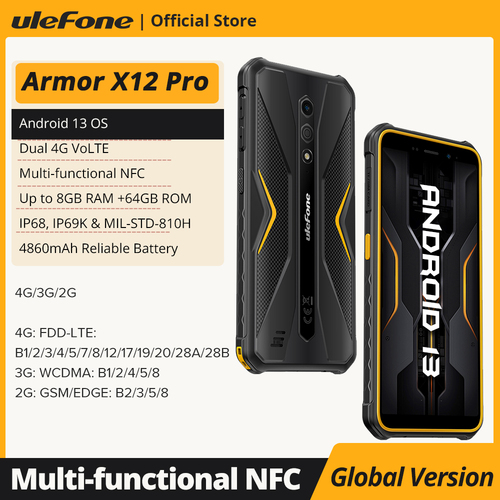 Ulefone Armor X12 Pro,Android 13 ,Up to 8GB+64GB ,4860mAh,13MP 5.45"4G NFC, Global Version,Dual 4G VoLTE,3-Card Slot - View 1 Ulefone Armor X12 Pro,Android 13 ,Up to 8GB+64GB ,4860mAh,13MP 5.45"4G NFC, Global Version,Dual 4G VoLTE,3-Card Slot - View 1