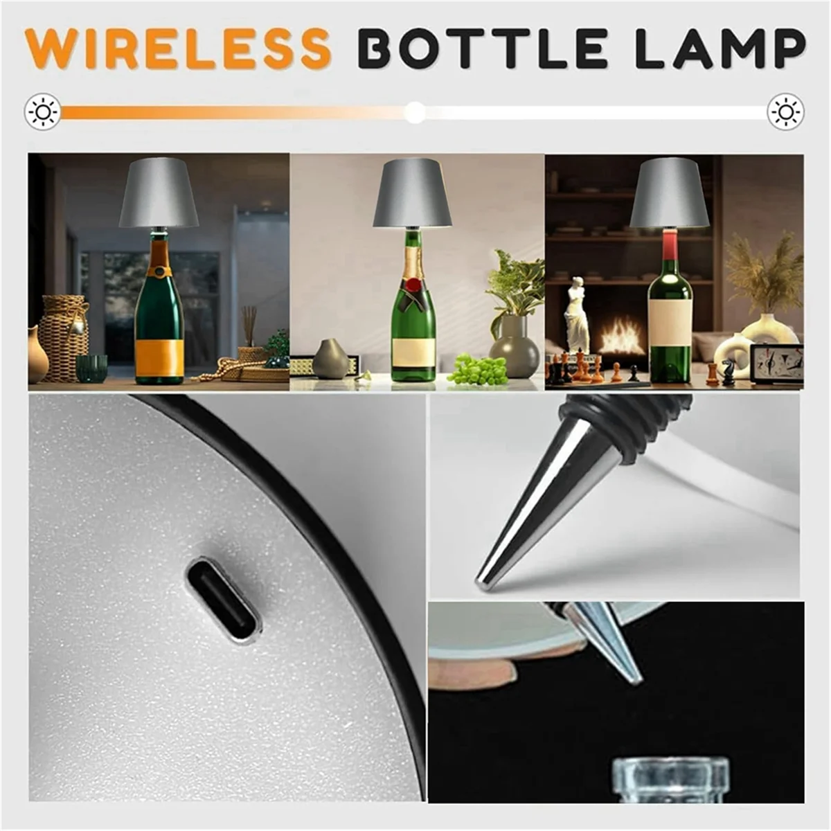 Беспроводная лампа для бутылок ABNG, беспроводная лампа для бутылок, подсветка для бутылок с ликером, беспроводная настольная лампа для бутылок вина