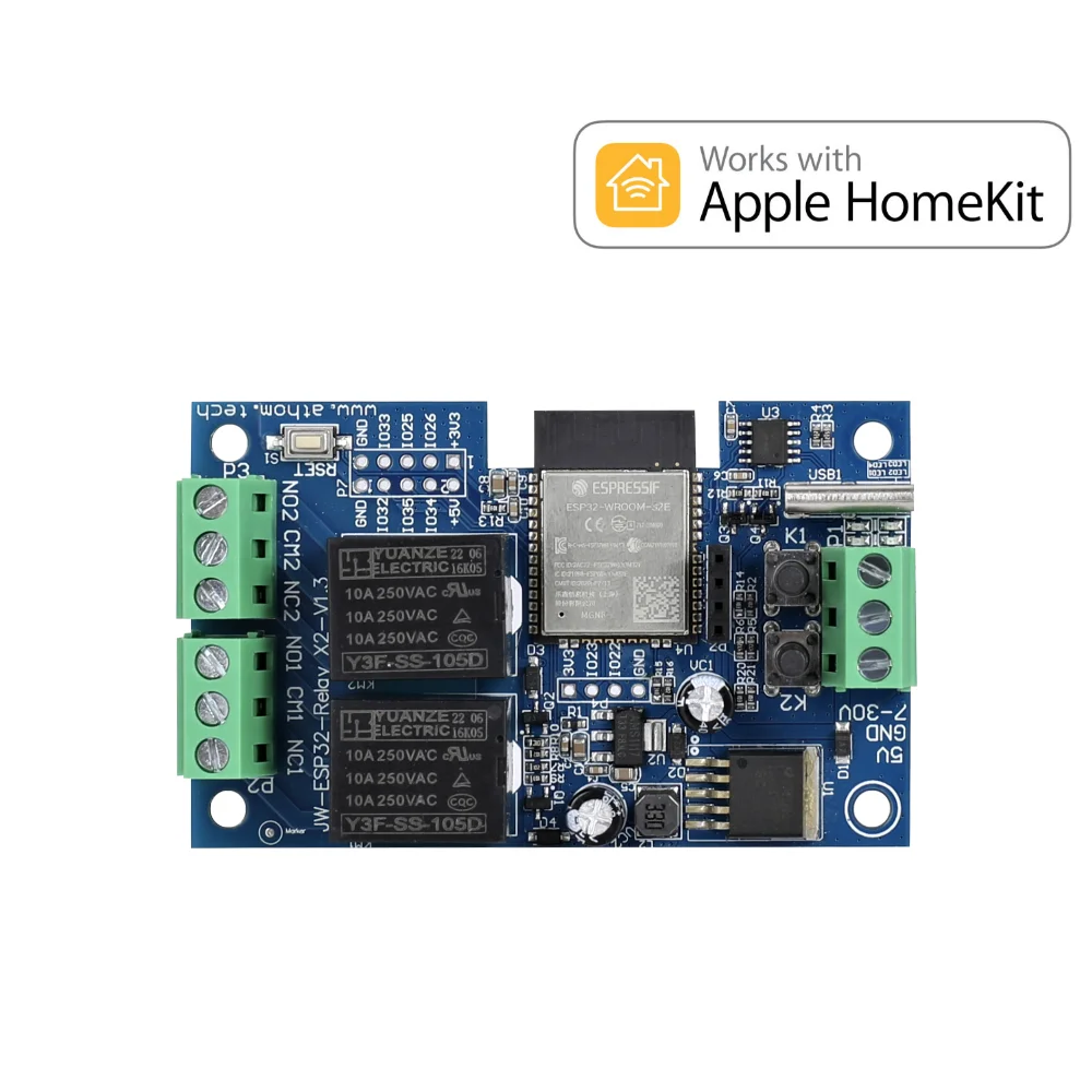 Homekit And MQTT 2CH WiFi Relay Module Inching Switch Self-locking Entry Access Gate Control DC 5V 12V 8V-80V