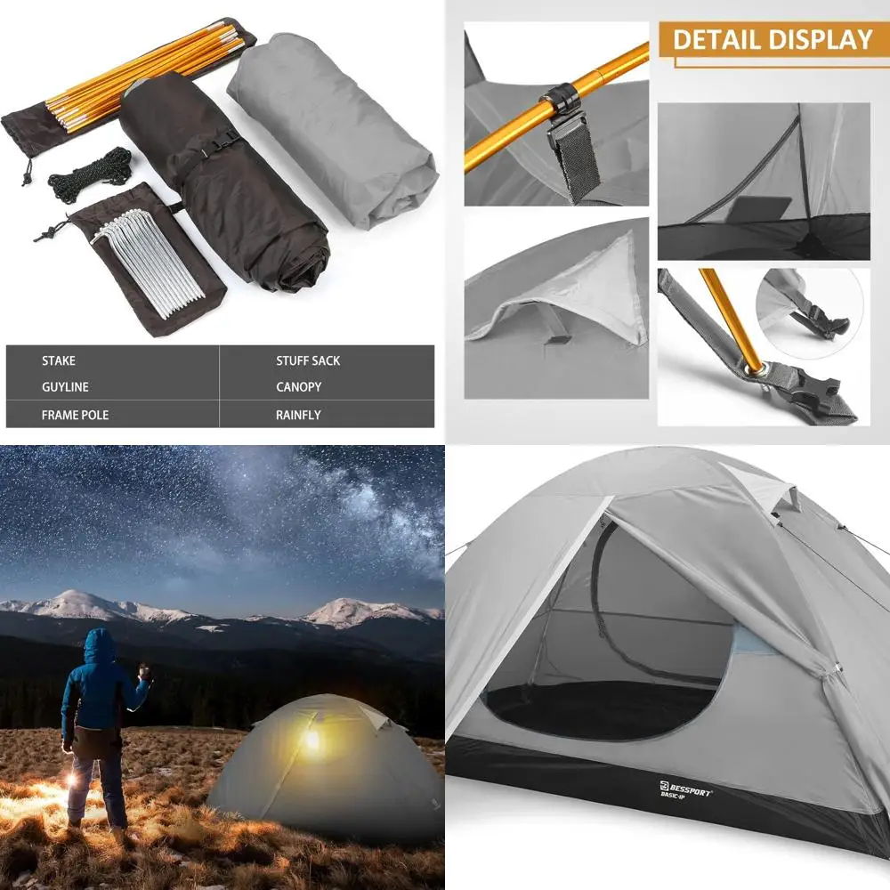 

Lightweight Waterproof 1-2 Person Tent with Two Doors for Backpacking, Hiking, and Outdoor Adventures