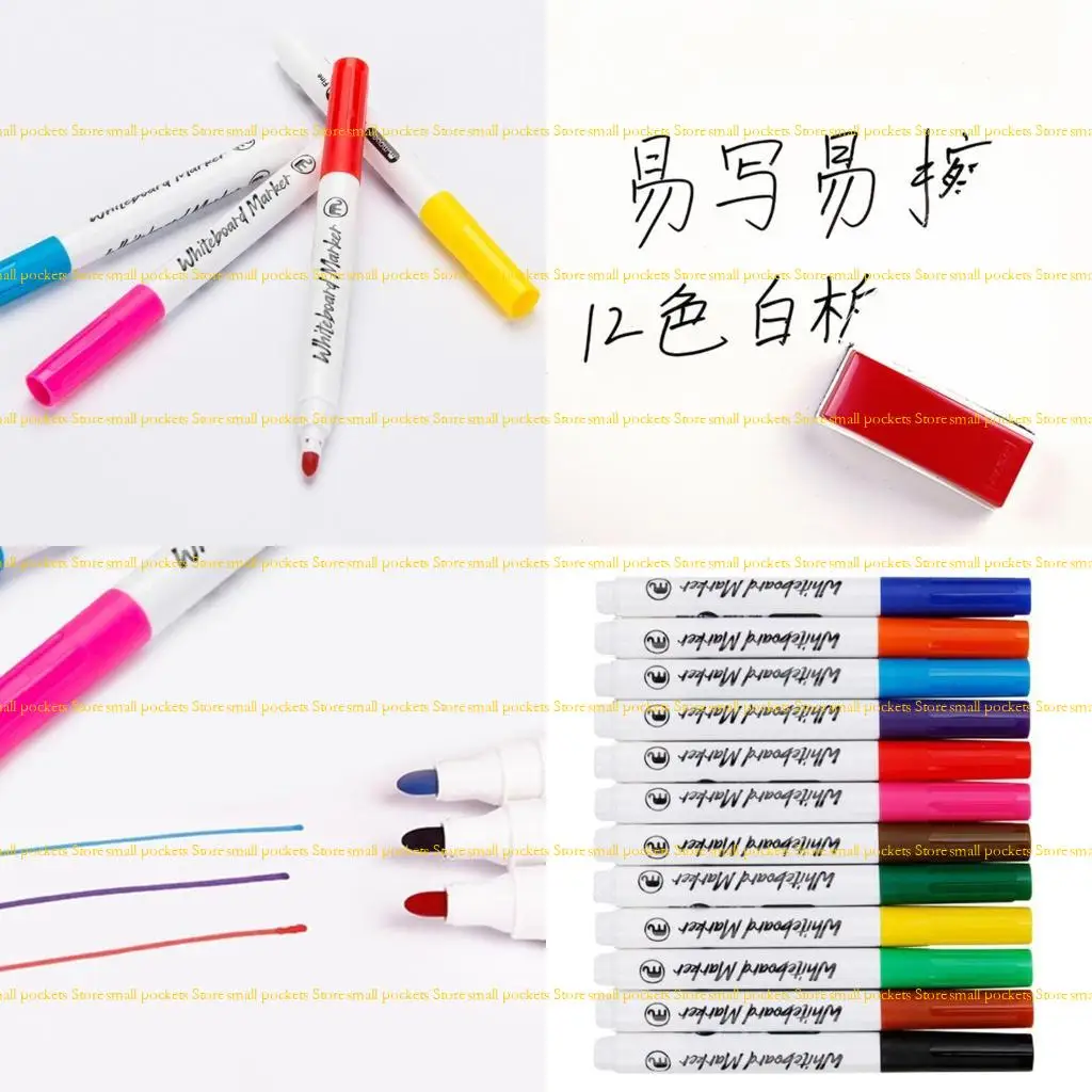 

R1WD 12 Color Erasable Whiteboard Marker Water Based Inks Quick Drying Refillable Whiteboard Marker for Glass Metal Acrylics