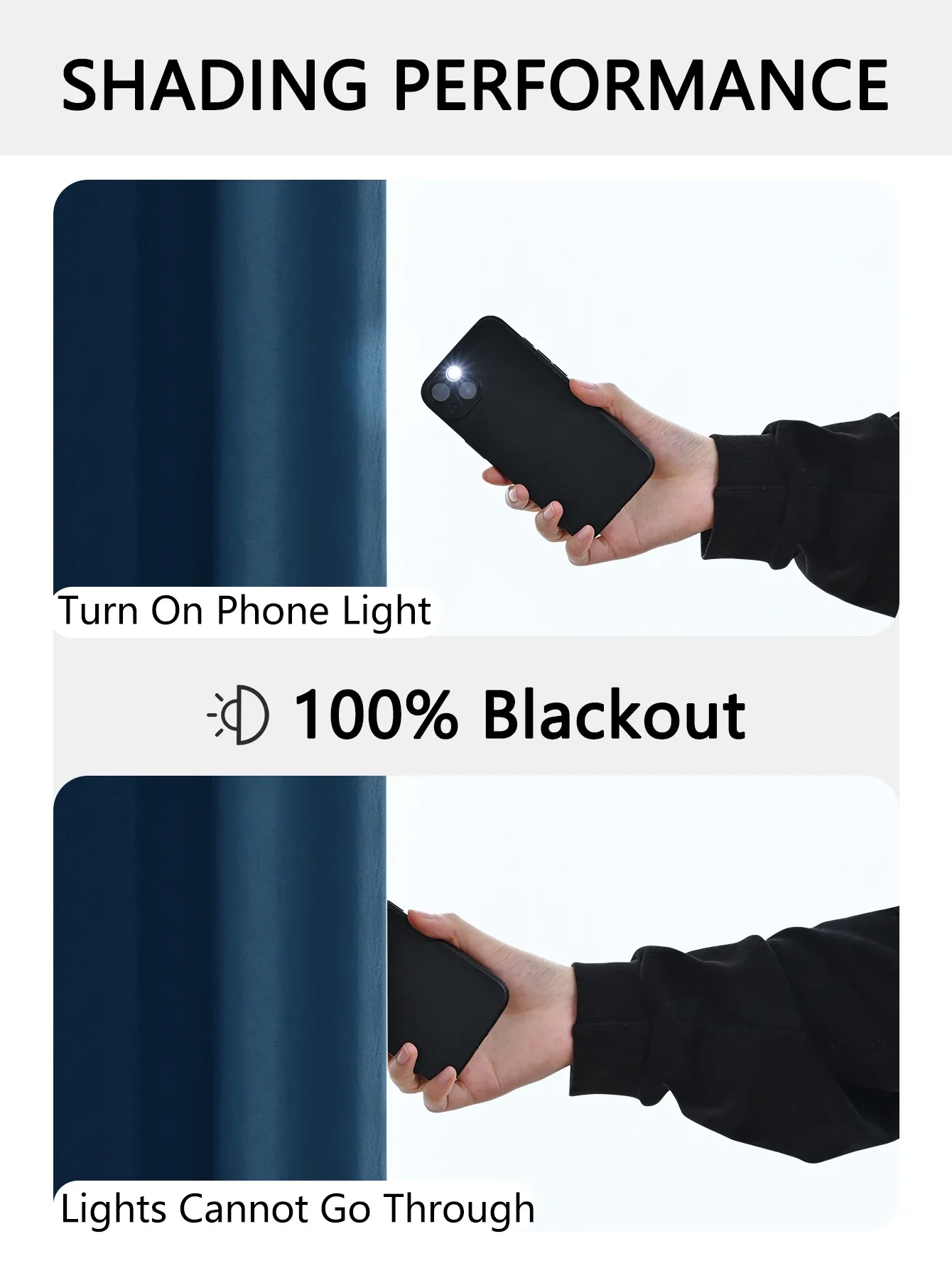 1pc 100% Blackout Curtains with Grommet Top , Curtains for Living Room, Bedroom, Kitchen, Home Decor, Room Decoration