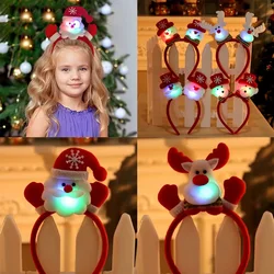 Christmas Headband Santa Claus Elk Antlers Reindeer Headband Cosplay Ears Led Glowing Ornaments Party Christmas Hair Accessories