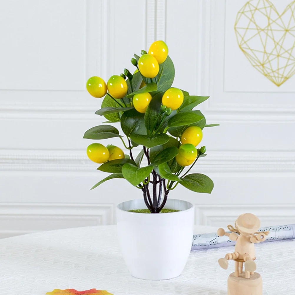 

2Pcs Simulation Mini Lemon Tree Potted Bonsai Fake Plant Desktop Decor Artificial Plants for Home and Office Fake Small Plant