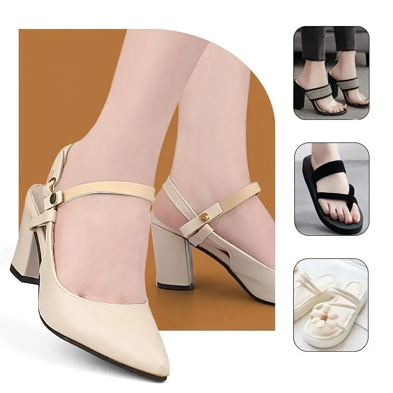 Verstellbare, rutschfeste Fersenriemen, 1 Paar, unsichtbar, transparent, für Damen, High-Heel-Sandalen, Sommer, Druckknopf, Schuhzubehör – Detail 11