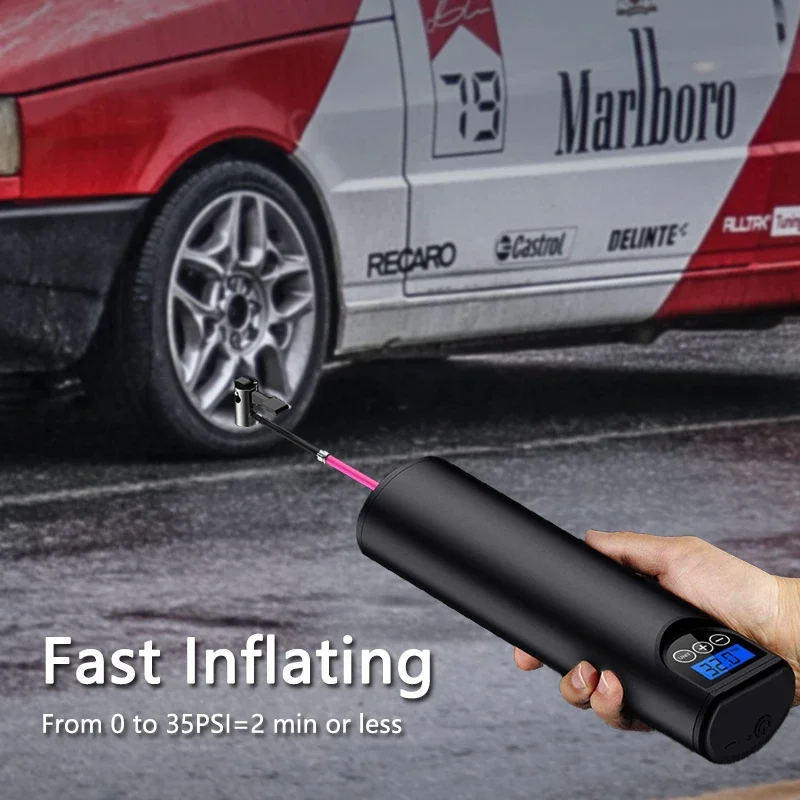 

Автомобильный беспроводной насос для накачивания с цифровым дисплеем, встроенный светодиодный светильник, портативный беспроводной воздушный насос, накачка шин для электромобилей
