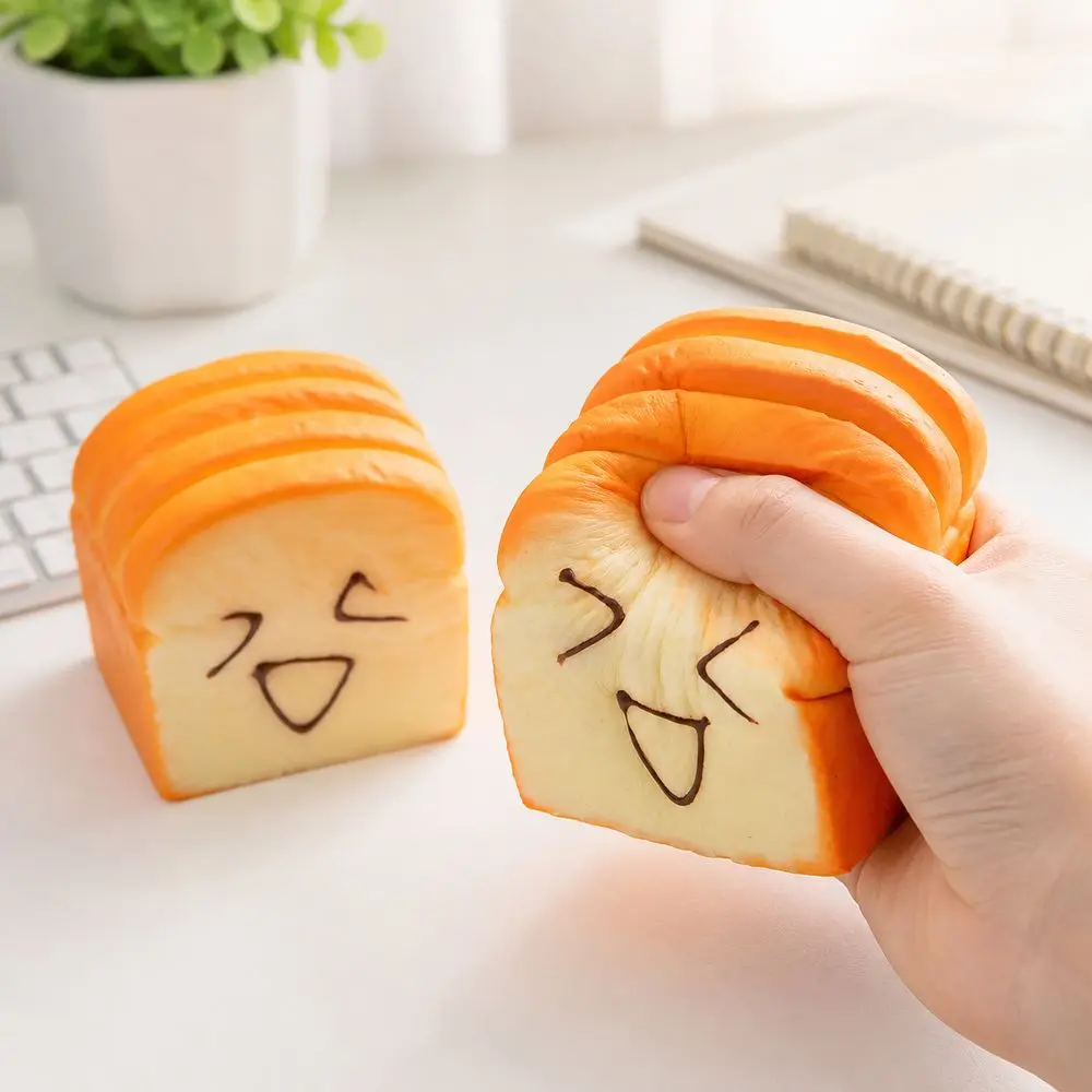 New Slow Rebound Toast Squeeze Toy Soft Anti-stress Mochi Squish Foam Toy Cartoon Fidget Squeeze Toy Gift
