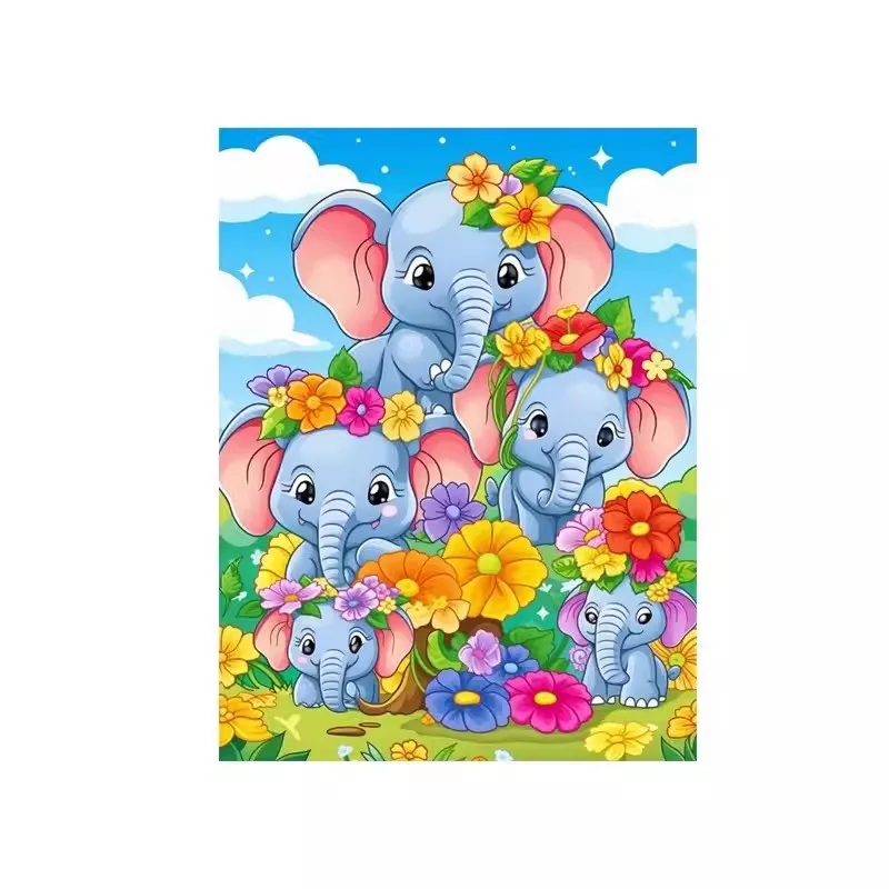 9ct 60x80cm Elephants DIY Chinese Style Printed Kits Cross Stitch Needlework Set Home Decor Crafts