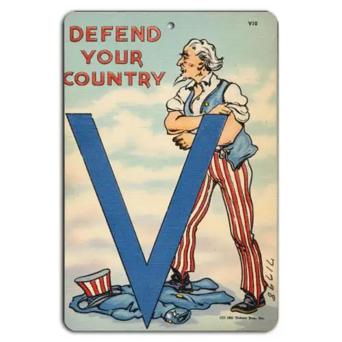 Join the Fight: Defend Your Country with V for Victory-Aluminum-tin sign