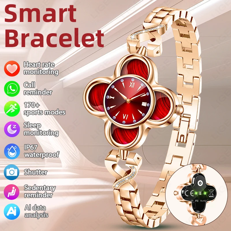 

Новый модный браслет для женщин, напоминание о вызове, пульс, кислород в крови, мониторинг сна, браслет для здоровья, будильник, умные часы, женский подарок