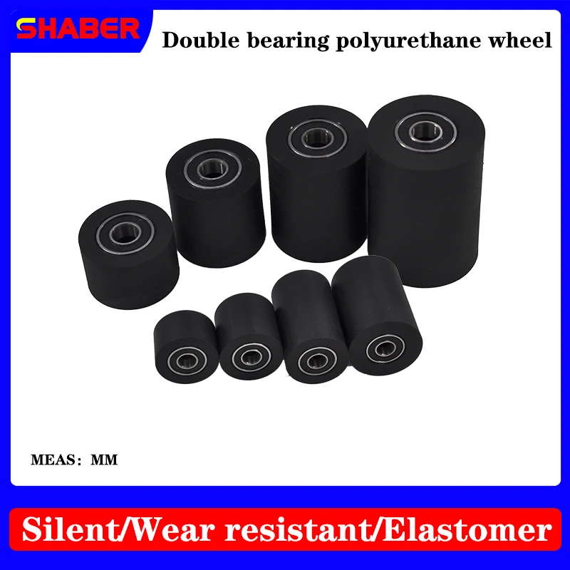 【SHABER】Factory supply Double bearing polyurethane rubber sleeve conveyor belt rubber wrap bearing wheel guide wheel