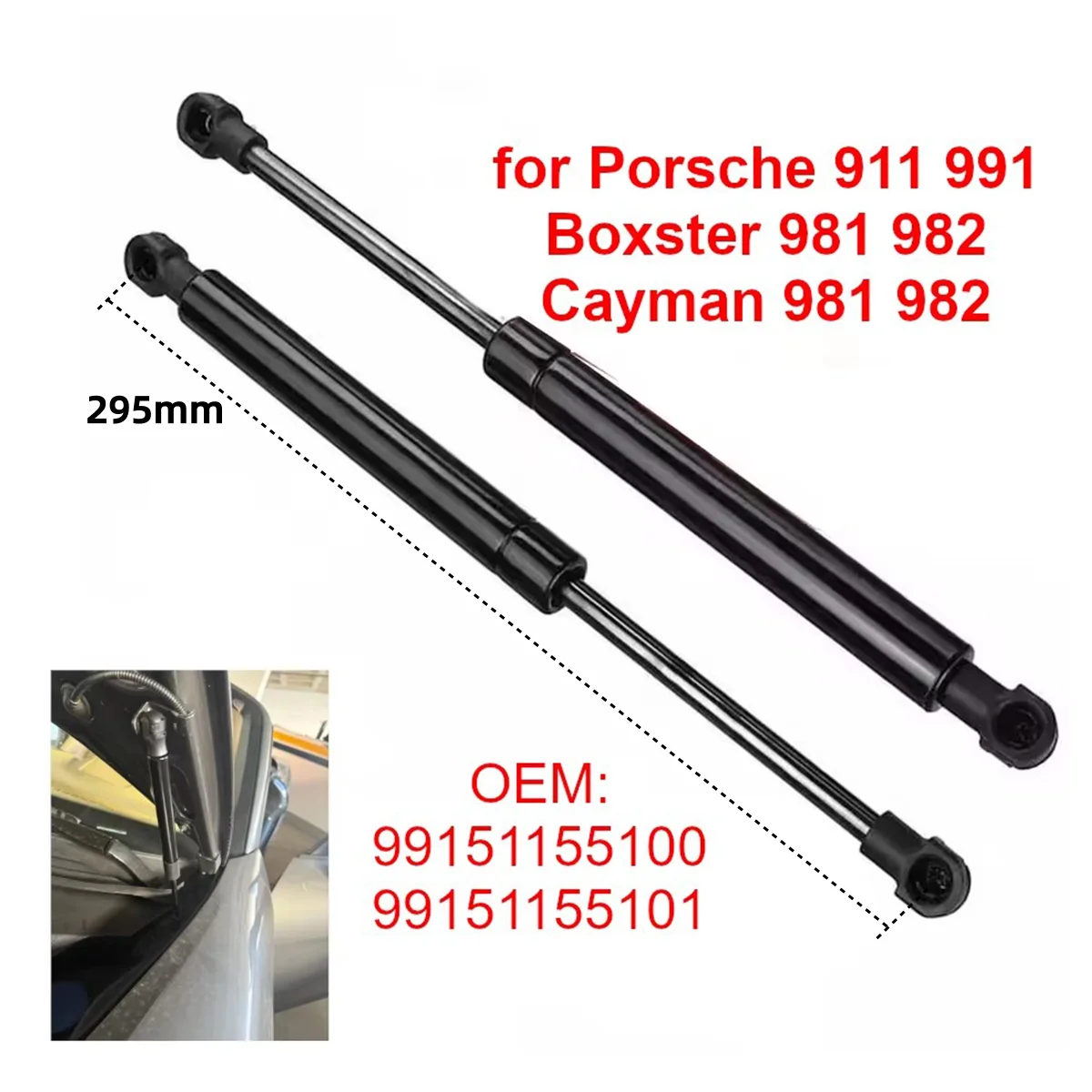 2 Stück 99151155100 für Porsche 718 Boxster Cayman 981 982 911 991 Auto Vordere Motorhaube Gasdruckfedern Hubstützen