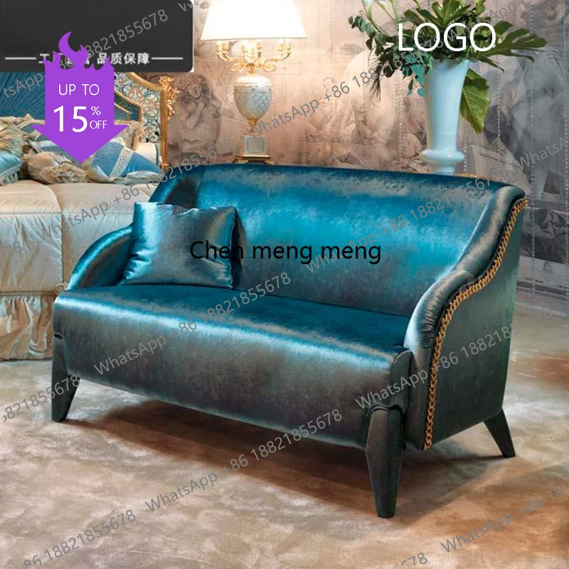 French luxury solid wood sofa lounge chair villa European bedroom fabric sofa modular furniture