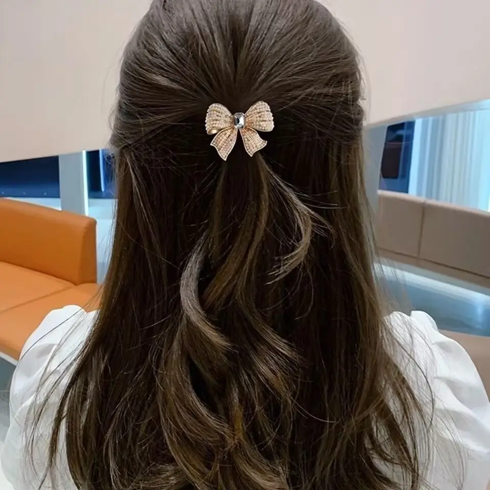 ربطة شعر أنيقة على شكل فيونكة لؤلؤية للفتيات على شكل ذيل حصان كوري، أربطة شعر مرنة للنساء، عصابات رأس #3