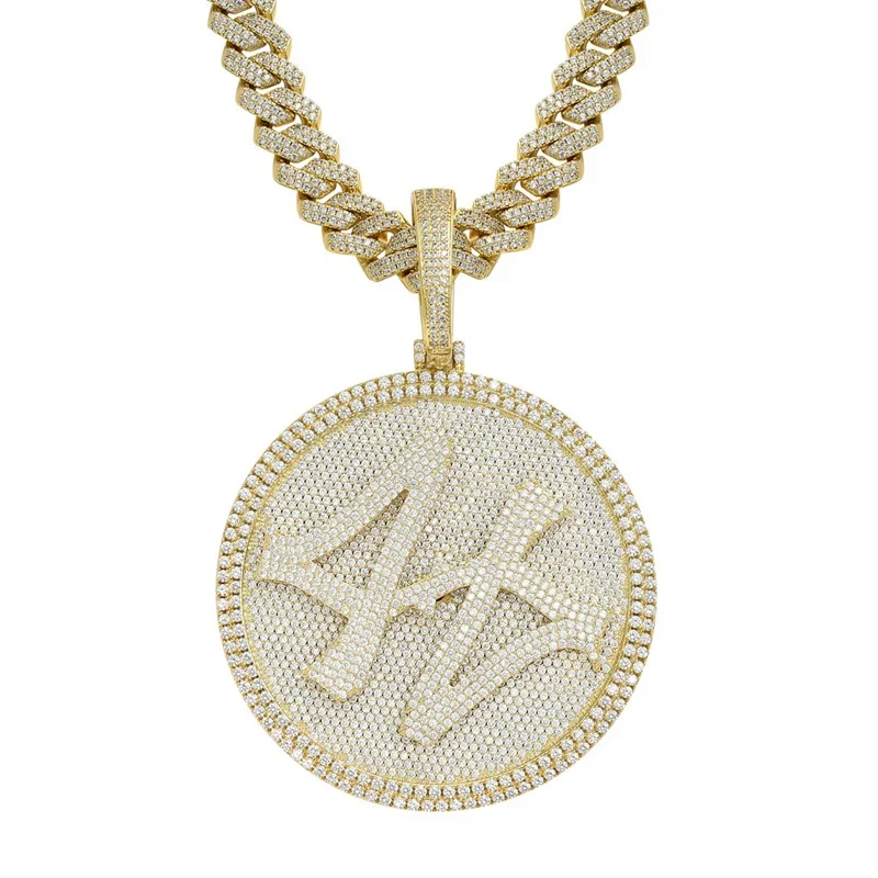 

Hip Hop Crystal Spinner Round 44 Medallion Pendant With Iced Out Miami Cuban Chain Necklace For Men Women Gift Dropshipping